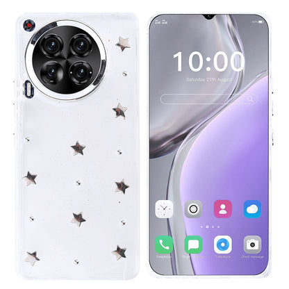 Tecno Camon 30 Kılıf Airbag Tasarımlı Simli Şeffaf Zore Kutup Kapak