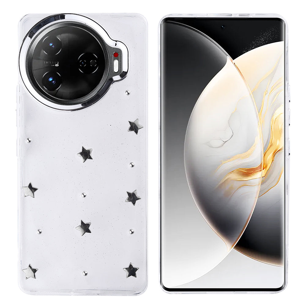 Tecno Camon 30 Pro 5G Kılıf Airbag Tasarımlı Simli Şeffaf Zore Kutup Kapak