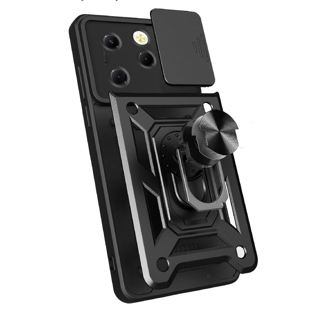 Tecno Spark 20 Pro 4G Kılıf Magnetik Standlı Kamera Korumalı Zore Sürgülü Vega Kapak