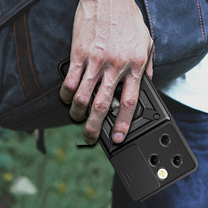 Tecno Spark 20 Pro 4G Kılıf Magnetik Standlı Kamera Korumalı Zore Sürgülü Vega Kapak