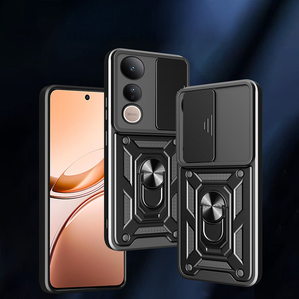 Vivo V50 Lite 4G Kılıf Magnetik Standlı Kamera Korumalı Zore Sürgülü Vega Kapak