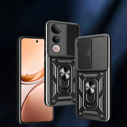 Vivo V50 Lite 4G Kılıf Magnetik Standlı Kamera Korumalı Zore Sürgülü Vega Kapak