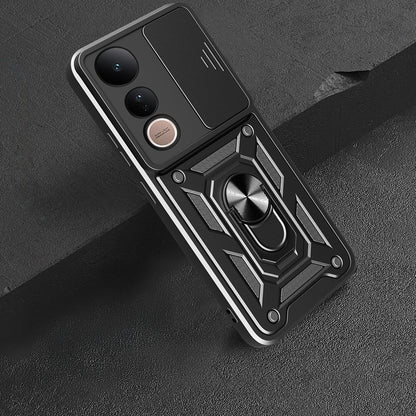 Vivo V50 Lite 4G Kılıf Magnetik Standlı Kamera Korumalı Zore Sürgülü Vega Kapak