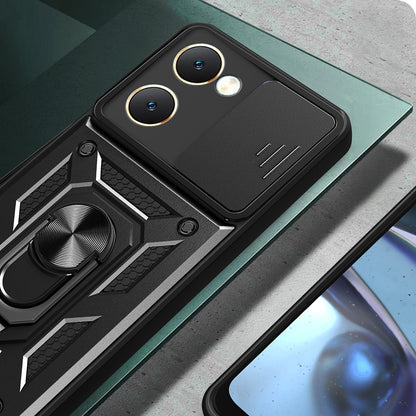 Vivo Y18 Kılıf Magnetik Standlı Kamera Korumalı Zore Sürgülü Vega Kapak