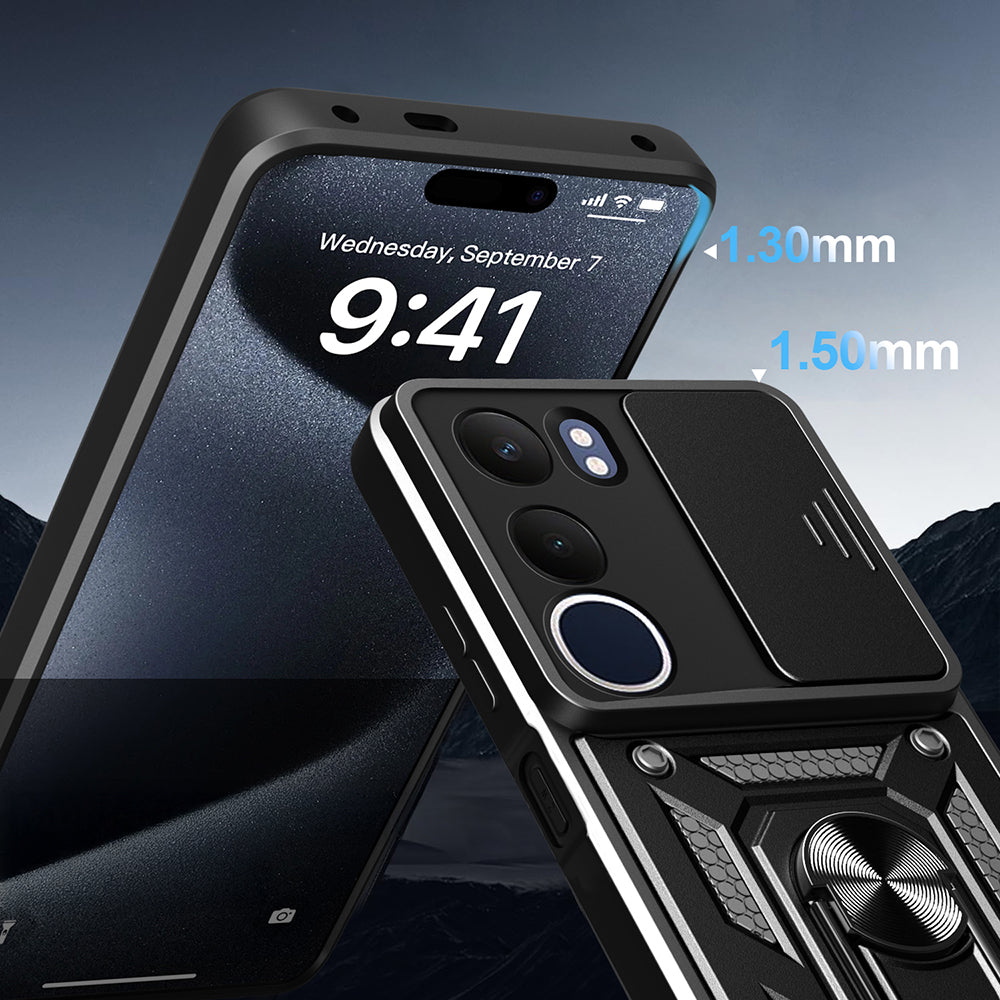 Vivo Y19S Kılıf Magnetik Standlı Kamera Korumalı Zore Sürgülü Vega Kapak