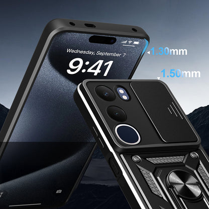 Vivo Y19S Kılıf Magnetik Standlı Kamera Korumalı Zore Sürgülü Vega Kapak