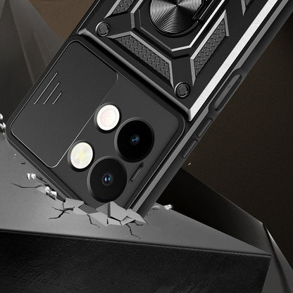 Vivo Y28 Kılıf Magnetik Standlı Kamera Korumalı Zore Sürgülü Vega Kapak