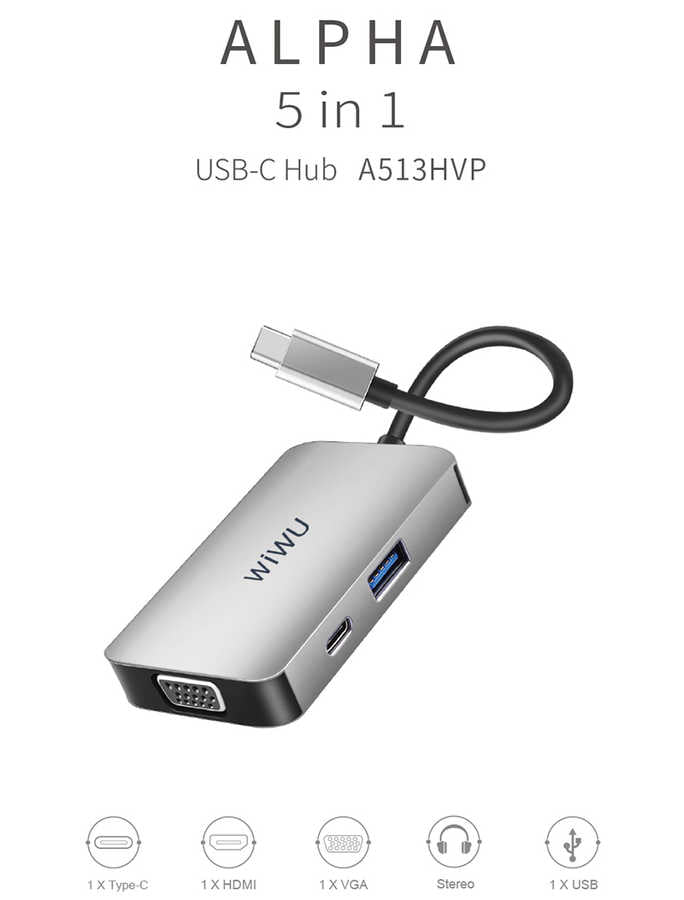 Wiwu Alpha 513HVP Type-C VGA Adaptörü