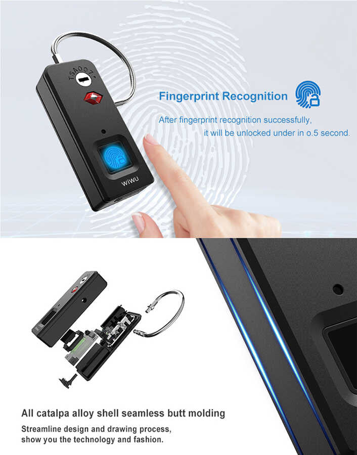 Wiwu S6 Parmak İzi Okuyuculu Asma Kilit