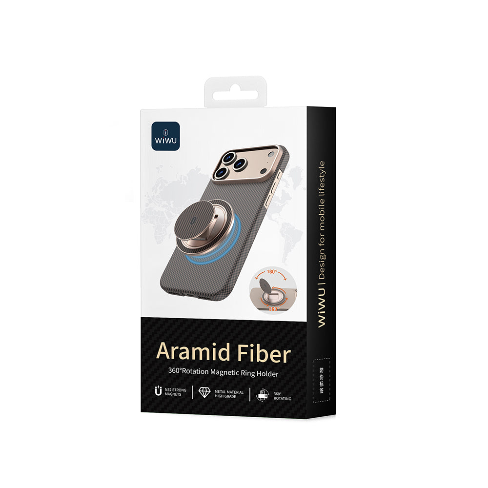 Wiwu Warriors Serisi Aramid Fiber 360 Derece Dönebilen Magnetik Ring Stand Telefon Tutucu