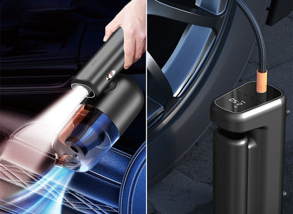 Wiwu Wi-Ai002 5in1 Oto Araç Lastik Şişirme Pompası - Oto Araç Süpürgesi - Vakum Makinesi - Fener Dijital Ekranlı Araç Hava Kompresörü