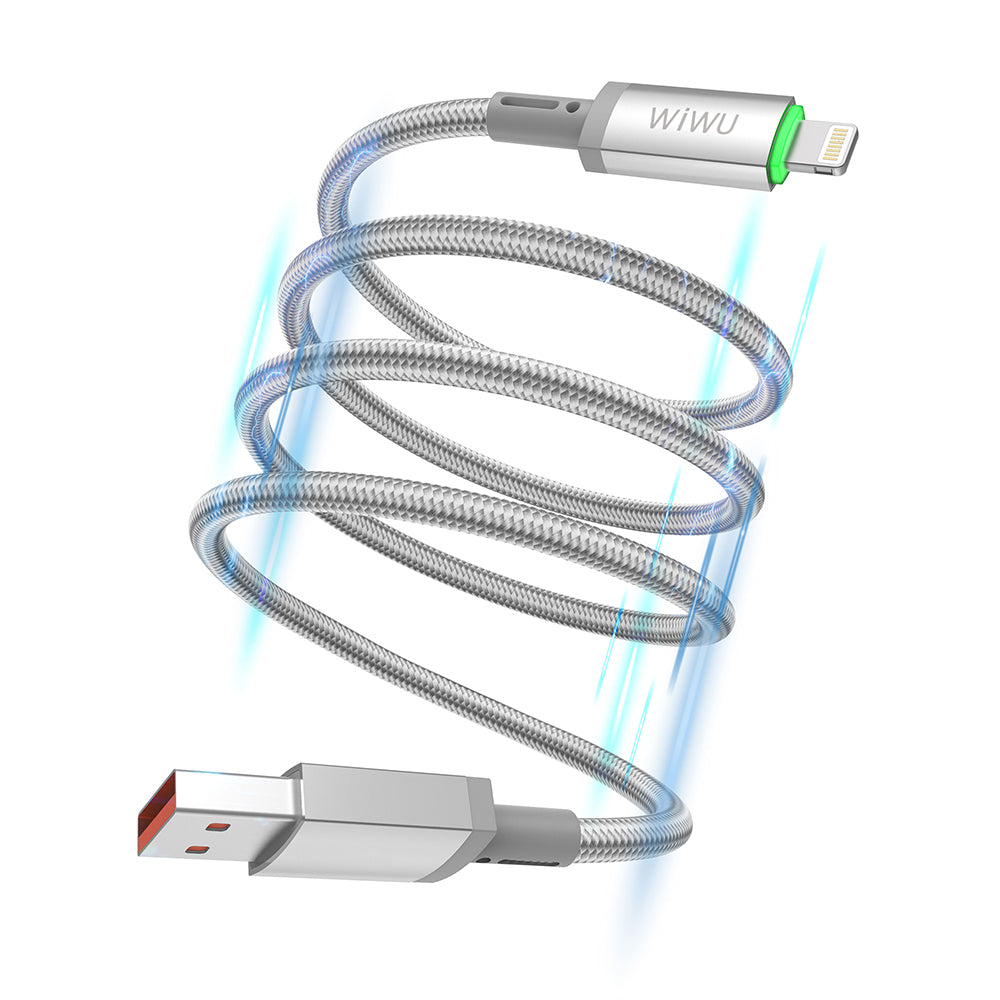Wiwu Wi-C081 Maglink Serisi Işıklı Magnetik USB-A to Lightning Işıklı Hızlı Şarj Özellikli Data ve Şarj Kablosu 1M