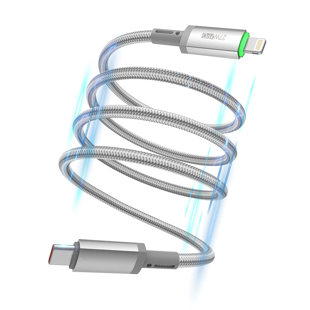 Wiwu Wi-C083 Maglink Serisi Işıklı Magnetik Type-C to Lightning PD Hızlı Şarj Özellikli Data ve Şarj Kablosu 27W 1M
