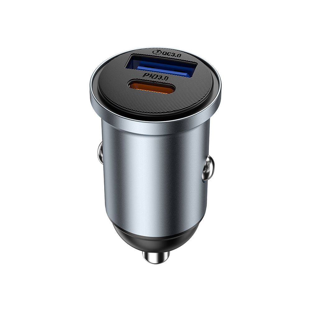 Wiwu Wi-CC030 Nano Lite Serisi Type-C + USB-A Hızlı Şarj Özellikli Akım Korumalı Araç Şarj Aleti PD ve QC3.0 35W