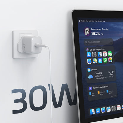 Wiwu Wi-G008 Essen Serisi GaN Tech PD Hızlı Şarj Başlığı Type-C to Type-C PD 30W Kablolu Şarj Seti