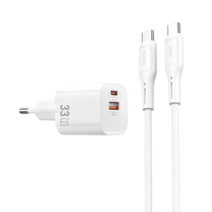 Wiwu Wi-G018 Cube Serisi Type-C to Type-C GaN Tech PD Hızlı Şarj Özellikli Kablolu Şarj Seti 33W