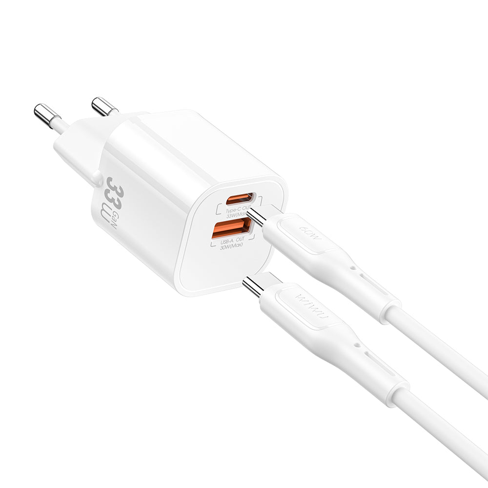 Wiwu Wi-G018 Cube Serisi Type-C to Type-C GaN Tech PD Hızlı Şarj Özellikli Kablolu Şarj Seti 33W
