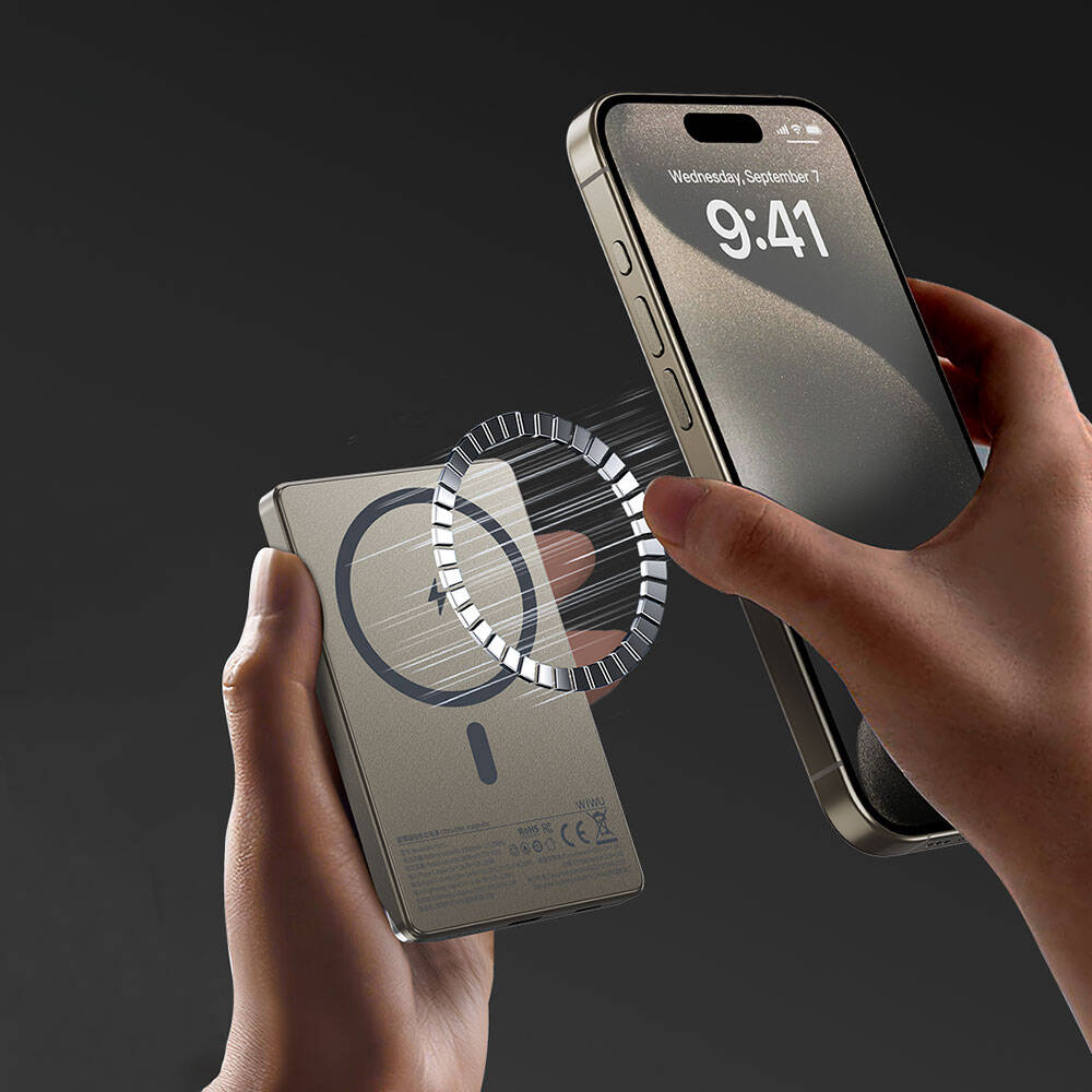 Wiwu Wi-P020 Ultra-Thin Explore Serisi Led Göstergeli Wireless M-safe Powerbank 15W 10000mAh