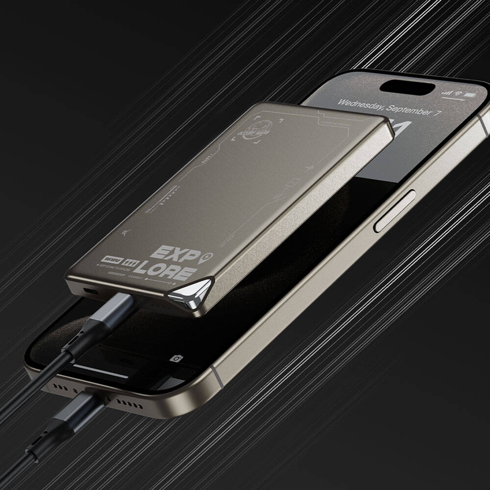 Wiwu Wi-P020 Ultra-Thin Explore Serisi Led Göstergeli Wireless M-safe Powerbank 15W 10000mAh