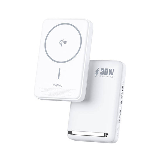 Wiwu Wi-P031 Qi2 Şarj Teknolojili LED Işık Göstergeli Standlı 30W Taşınabilir M-safe Wireless Powerbank 10.000mAh