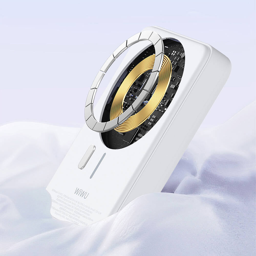 Wiwu Wi-P031 Qi2 Şarj Teknolojili LED Işık Göstergeli Standlı 30W Taşınabilir M-safe Wireless Powerbank 10.000mAh