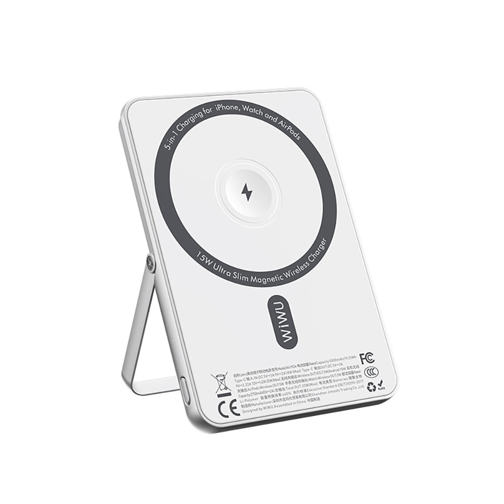 Wiwu Wi-P034 Dijital LED Göstergeli Standlı Kablosuz Powerbank 5000mAh 15W