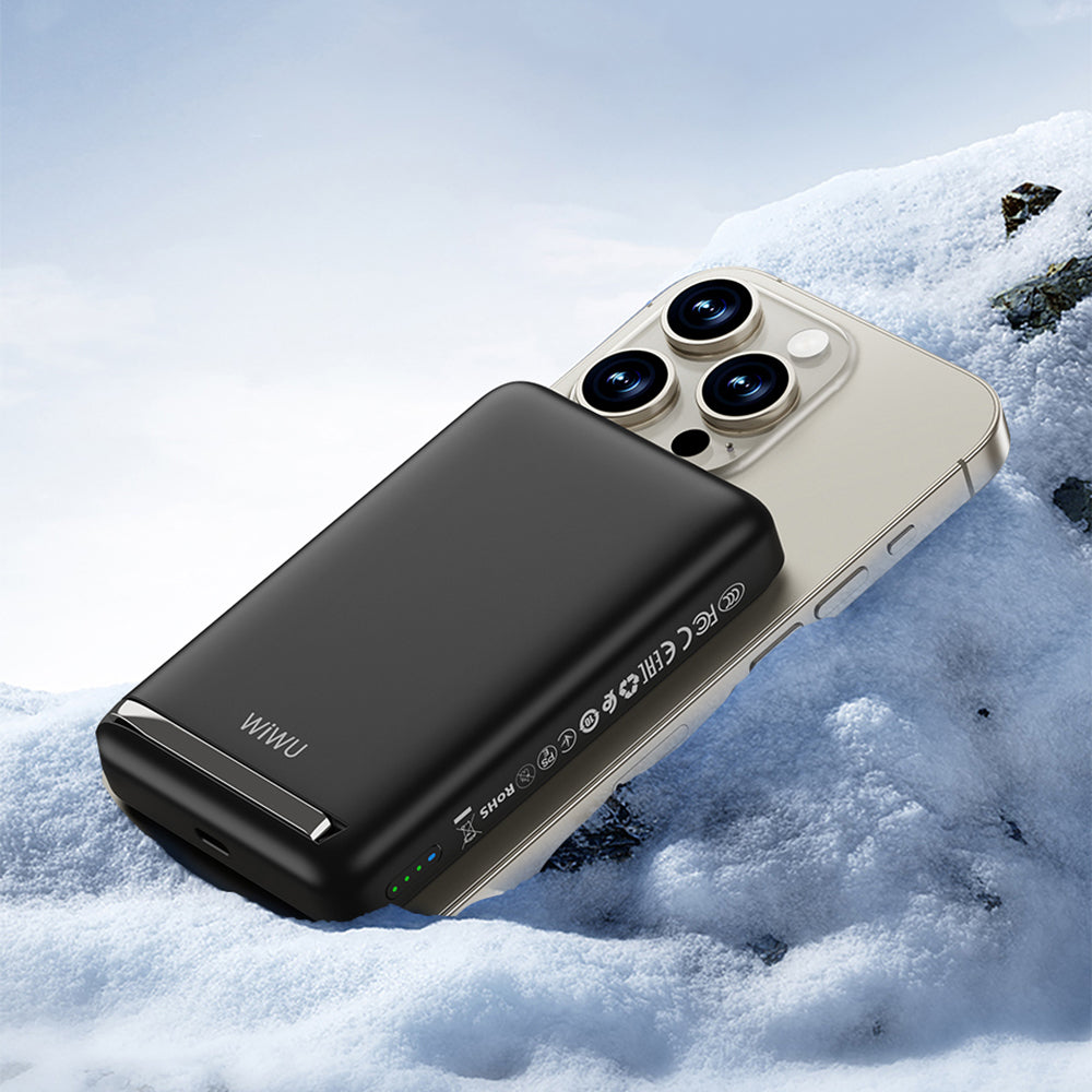 Wiwu Wi-P043 LED Işık Göstergeli Standlı Taşınabilir M-safe Wireless Powerbank 10.000mAh 15W