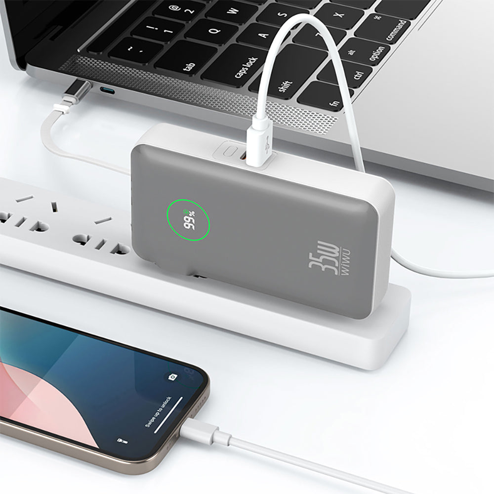 Wiwu Wi-P049 Noble Serisi Type-C Kablolu Dijital LED Göstergeli Powerbank PD 35W 10000mAh