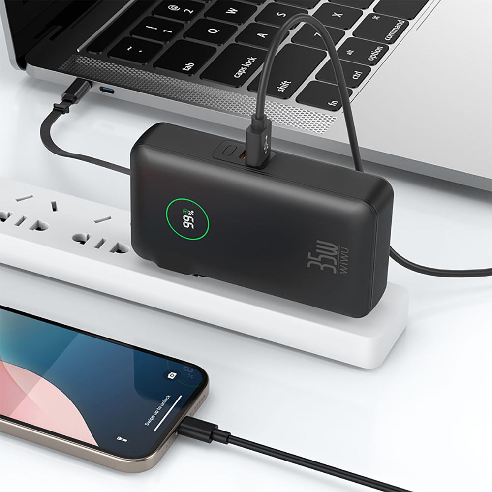 Wiwu Wi-P049 Noble Serisi Type-C Kablolu Dijital LED Göstergeli Powerbank PD 35W 10000mAh