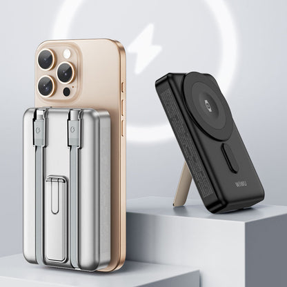 Wiwu Wi-P056 Taşınabilir Wireless Şarj ve PD Hızlı Şarj Özellikli Powerbank 15W 10000mAh