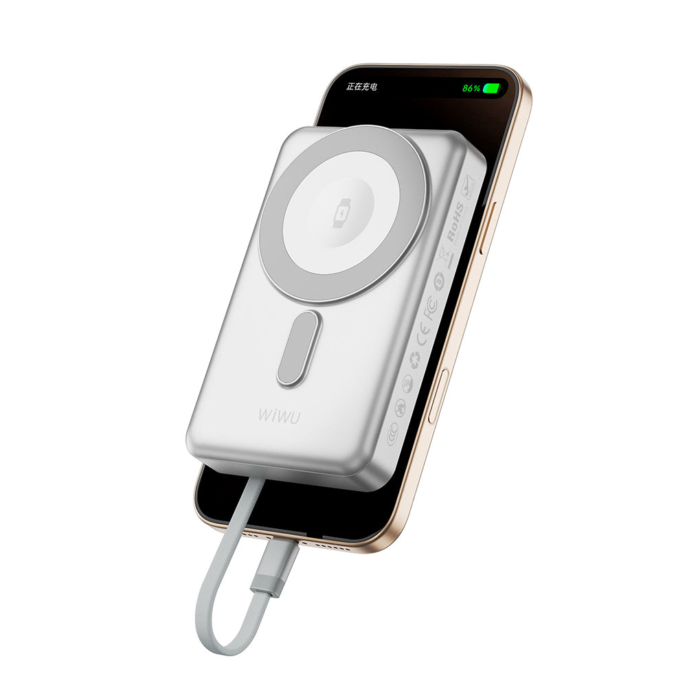 Wiwu Wi-P056 Taşınabilir Wireless Şarj ve PD Hızlı Şarj Özellikli Powerbank 15W 10000mAh