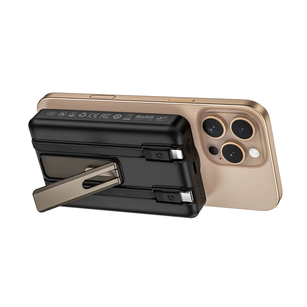 Wiwu Wi-P056 Taşınabilir Wireless Şarj ve PD Hızlı Şarj Özellikli Powerbank 15W 10000mAh