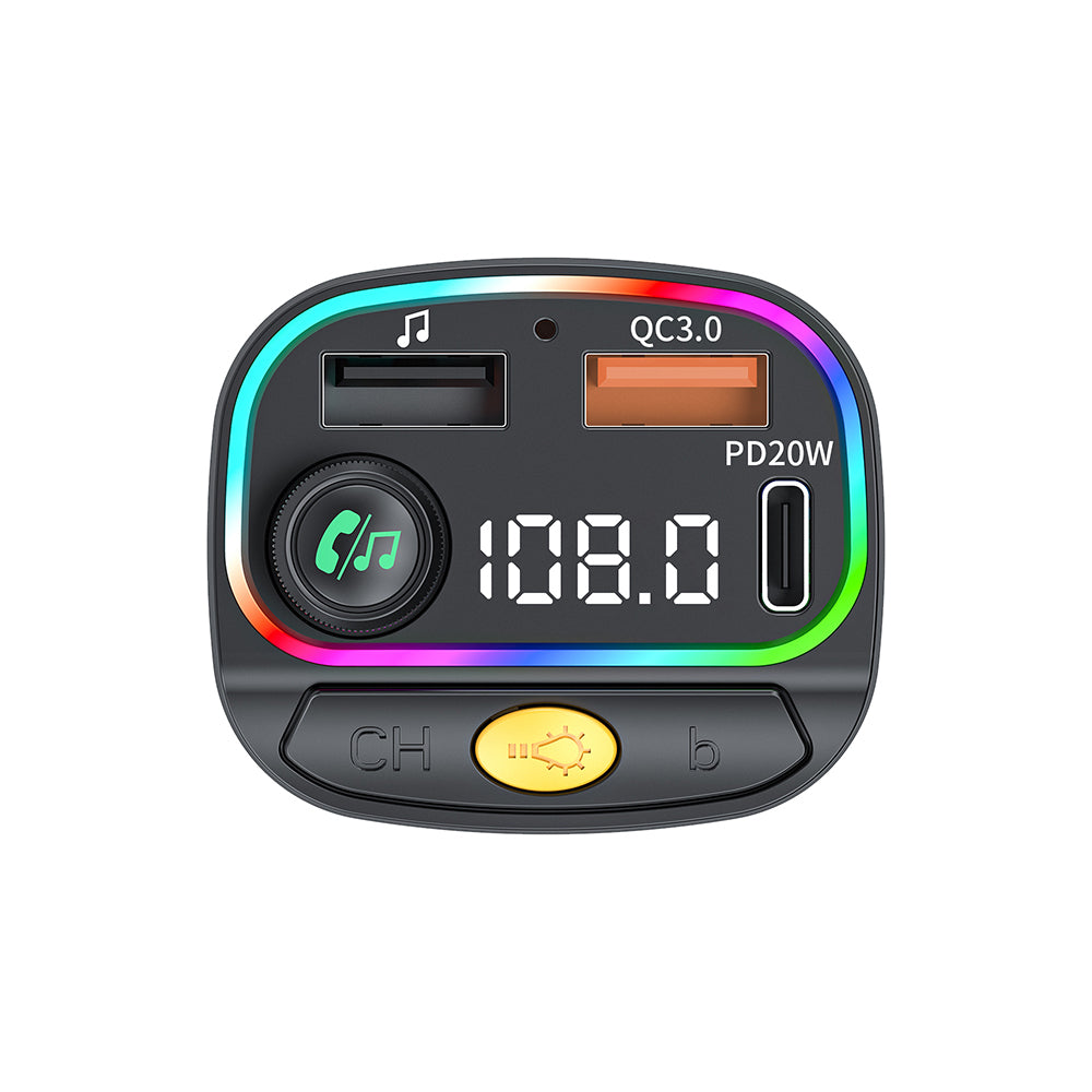 Wiwu Wi-QC031 RGB Bluetooth Transmitter MP3 Type-C ve USB-A Araç Şarjı