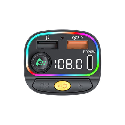 Wiwu Wi-QC031 RGB Bluetooth Transmitter MP3 Type-C ve USB-A Araç Şarjı
