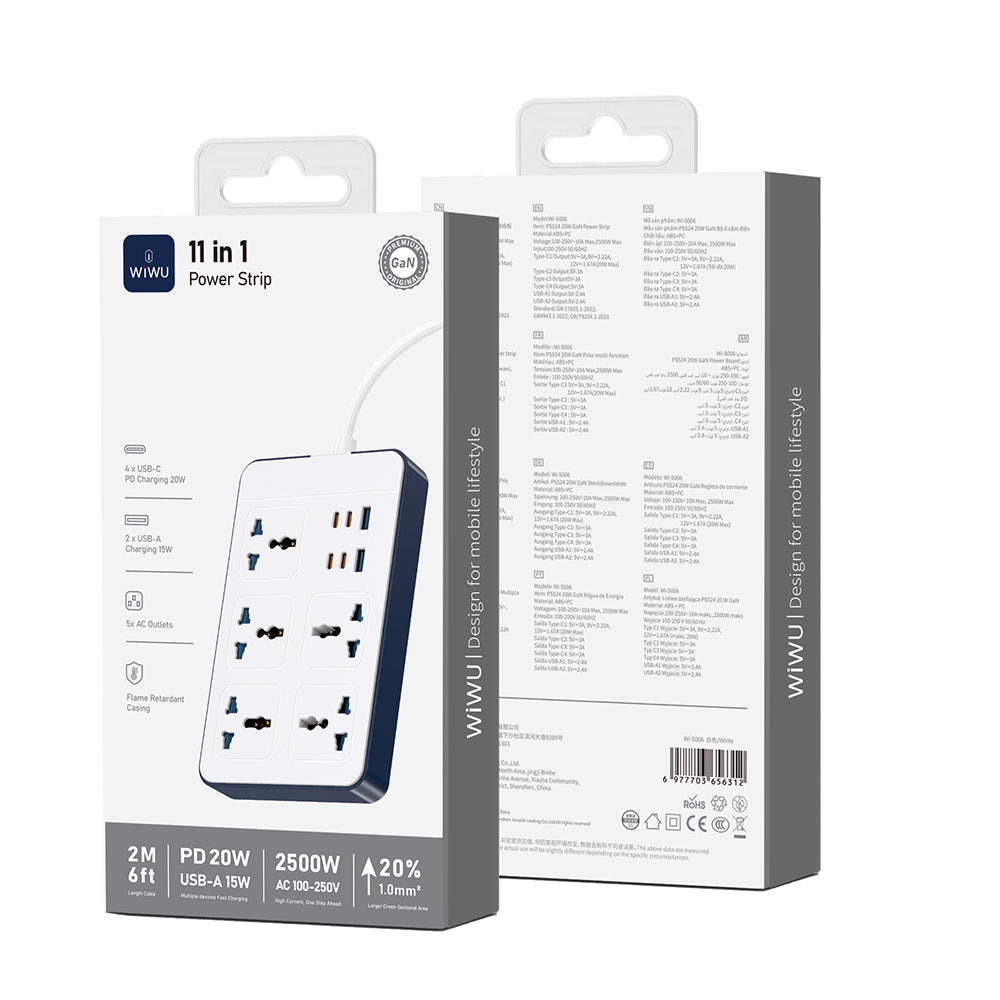 Wiwu Wi-S006 20W GaN Tech Power Strip 11 in 1 Çoklu Priz