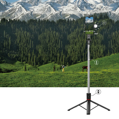 Wiwu Wi-SE015 Canlı Yayın Dolgu Işıklı Teleskopik Tripod ve Selfie Çubuğu