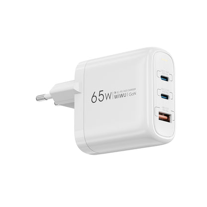 Wiwu Wi-U024 EU Serisi Dual Type-C PD & USB-A GaN Teknolojili Hızlı Şarj Başlığı 65W