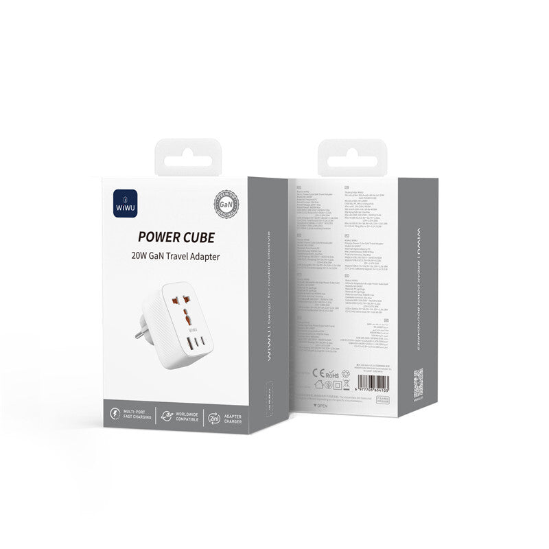 Wiwu Wi-UA007 GaN Tech PD Hızlı Şarj Özellikli Seyehat Şarj Başlığı 20W
