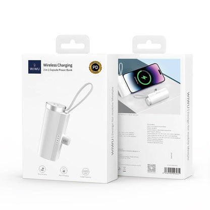 Wiwu Wi-W026 Capsule Serisi 2in1 Mini Taşınabilir Standlı Askılı Type-C PD Powerbank 5000mAh