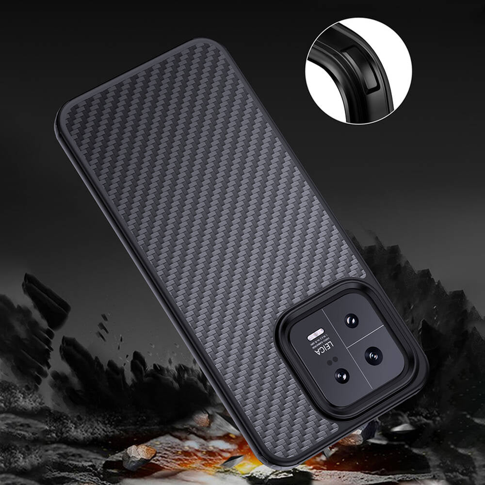 Xiaomi Mi 13 Pro Kılıf Aramid Karbon Fiber M-safe Özellikli Wlons Radison Kapak