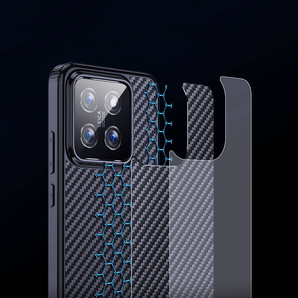 Xiaomi Mi 14 Kılıf Aramid Karbon Fiber M-safe Özellikli Wlons Radison Kapak