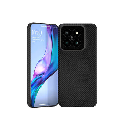 Xiaomi Mi 14 Kılıf M-safe Şarj Özellikli 600D Kevlar Zore Krek Karbon Kapak