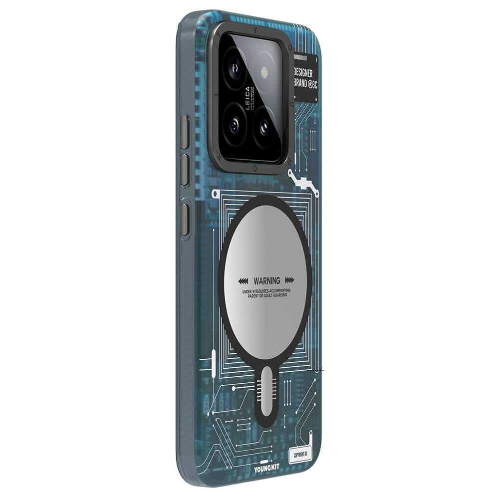 Xiaomi Mi 14 Kılıf M-safe Şarj Özellikli YoungKit Technology Serisi Kapak