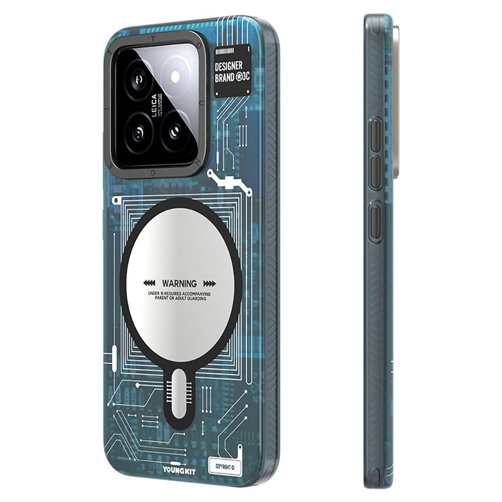 Xiaomi Mi 14 Kılıf M-safe Şarj Özellikli YoungKit Technology Serisi Kapak