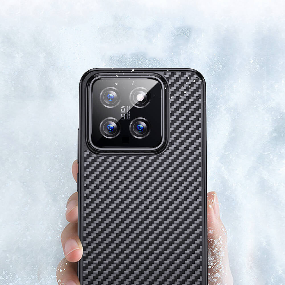 Xiaomi Mi 14 Pro Kılıf Aramid Karbon Fiber M-safe Özellikli Wlons Radison Kapak
