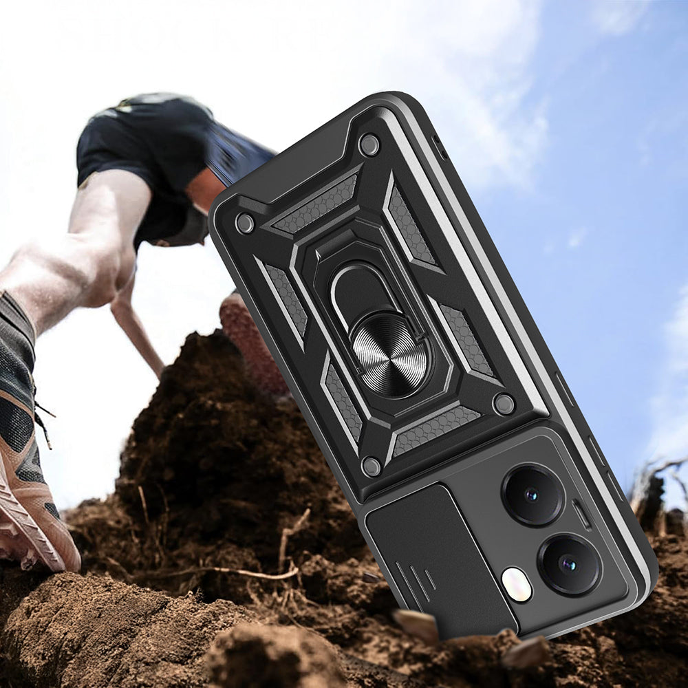 Xiaomi Poco X7 Pro Kılıf Magnetik Standlı Kamera Korumalı Zore Sürgülü Vega Kapak