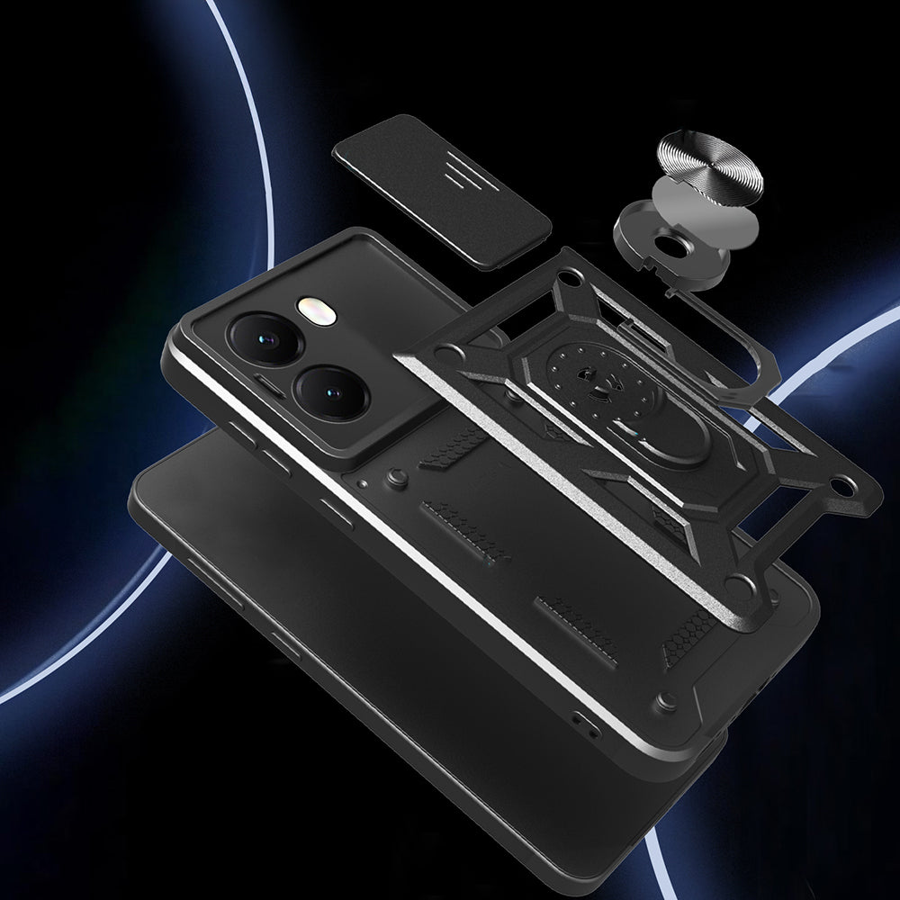 Xiaomi Poco X7 Pro Kılıf Magnetik Standlı Kamera Korumalı Zore Sürgülü Vega Kapak