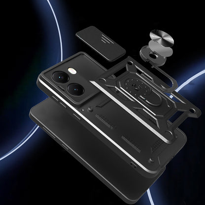 Xiaomi Poco X7 Pro Kılıf Magnetik Standlı Kamera Korumalı Zore Sürgülü Vega Kapak