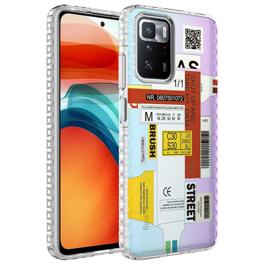 Xiaomi Redmi 10 Kılıf Airbag Kenarlı Renkli Desenli Silikon Zore Elegans Kapak