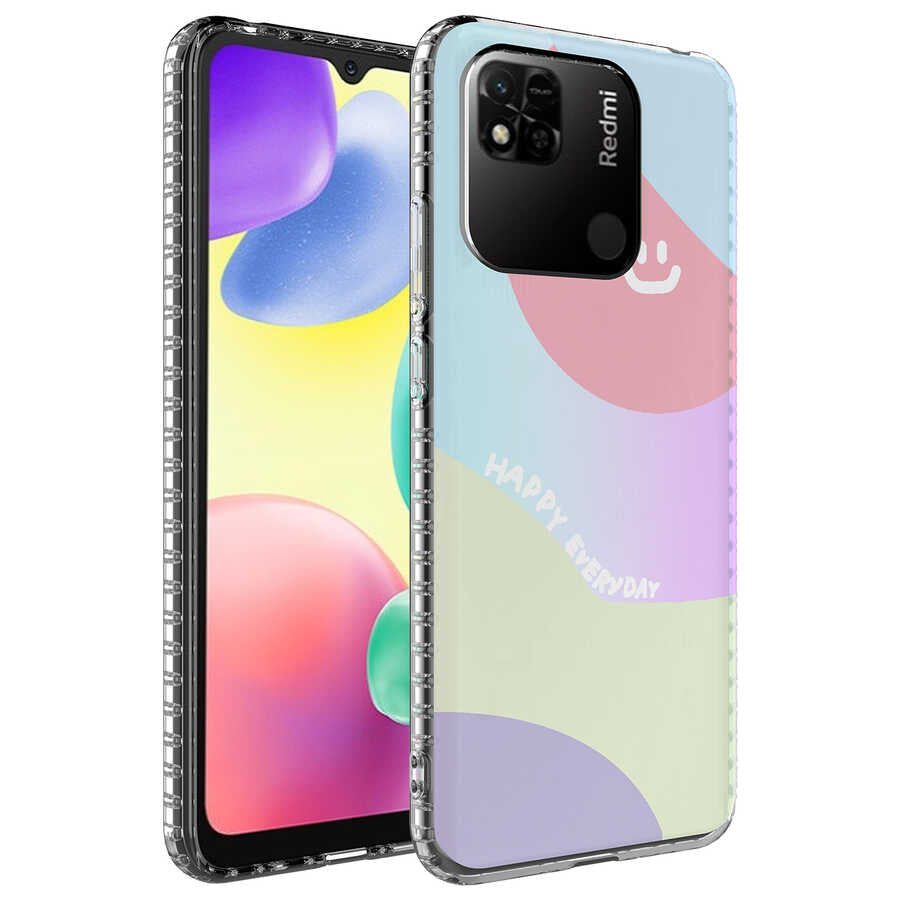Xiaomi Redmi 10C Kılıf Airbag Kenarlı Renkli Desenli Silikon Zore Elegans Kapak